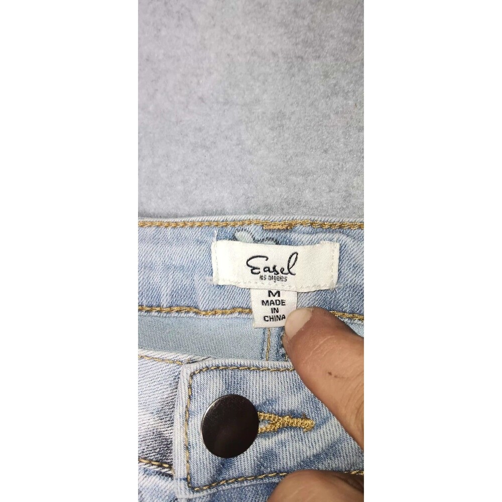 Easel Anthropologie Wide Leg Graffiti Pants Womens M Light Wash Blue Y2K Retro - Picture 2 of 13